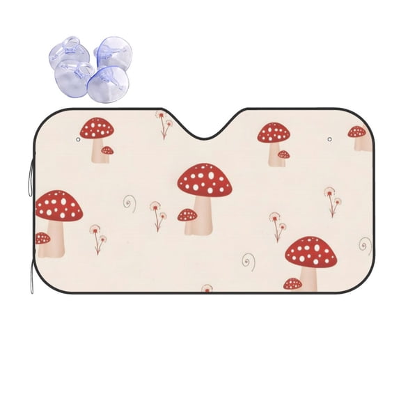 Mushroom Pattern Red Mushroom Print Accent Car Windshield Sun Shade Universal Fit Auto Sun Visor Protector