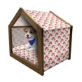 thumbnail image 1 of Mushroom Pet House, Cartoon Style Amanita Mushrooms Dotted Forest Plants Summer Nature Design, Outdoor & Indoor Portable Dog Kennel with Pillow and Cover, 5 Sizes, Cream Red, by Ambesonne, 1 of 5