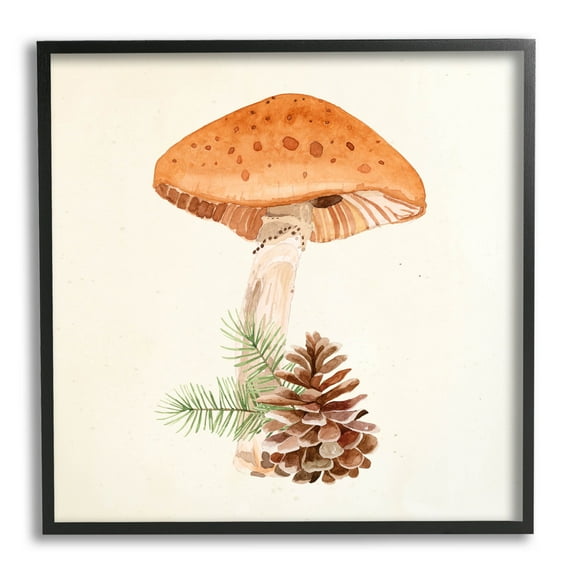 Mushroom Pinecone Botanicals Botanical & Floral Graphic Art Black Framed Art Print Wall Art