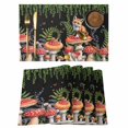 thumbnail image 1 of Mushroom Placemats Set of 6, Fox Botanical Leaf Green Black Butterfly Placemats for Dining Table, Place Mats for Kitchen Tabletop, Waterproof Wipeable Dining Table Mats Set, 1 of 9