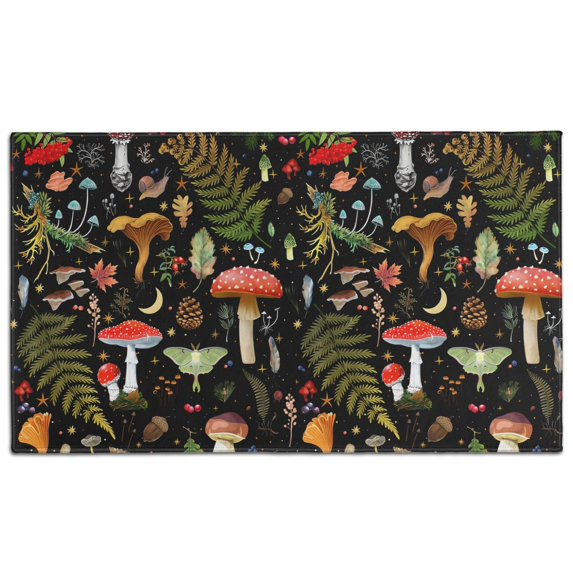 Mushroom Plant Crystal Velvet Nonslip Floor Mat, Entryway Doormat Durable Low-Profile Mat Home Decor, Rug Washable Kitchen Bathroom Laundry Bedroom Living Room Door Mat 30x17in