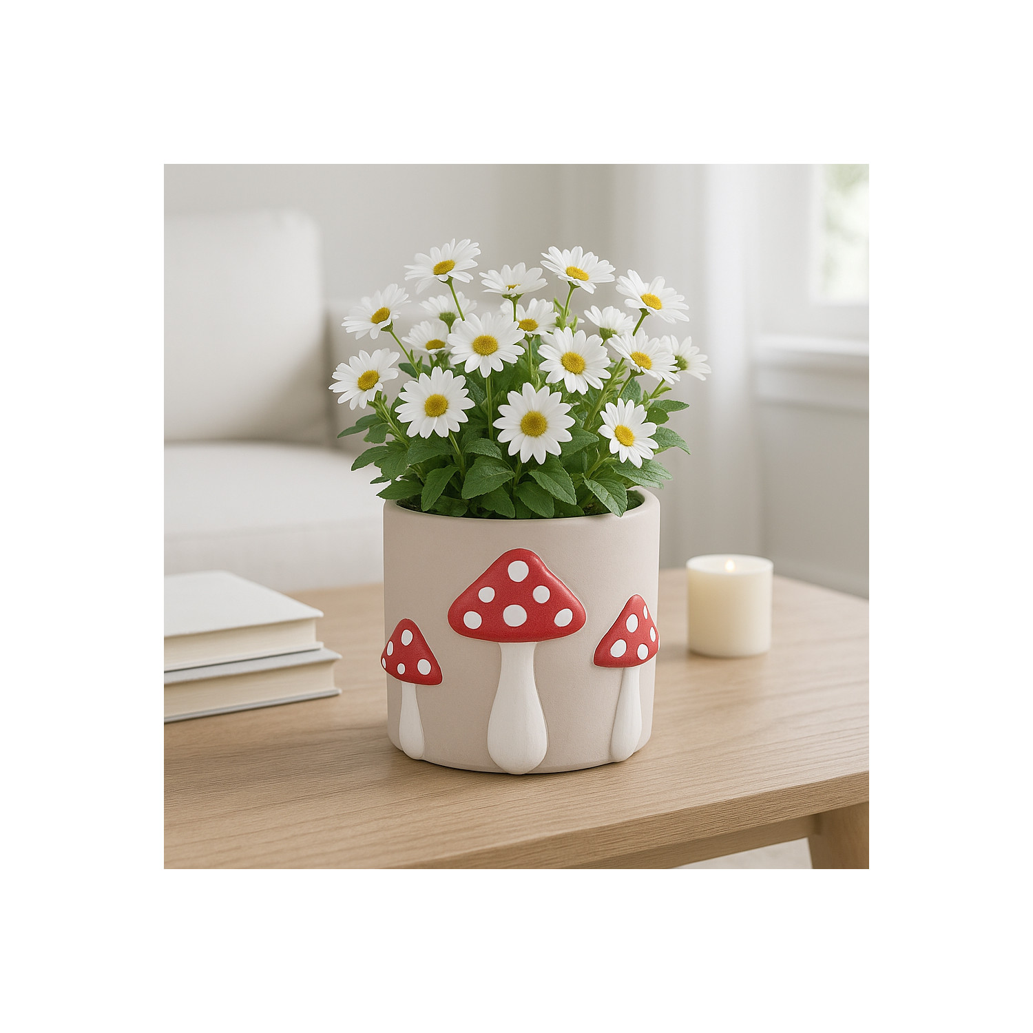 Decorative Flower Pots with Mushroom Design for Home Decor - Modern Planters for Outdoor and Indoor Plant Styling - Pottery Plant Pots for Garden, Living Room, and House Display - 5", Red