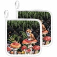 thumbnail image 1 of Mushroom Pot Holders for Kitchen Heatproof Potholder, 2 Pack Fox Botanical Leaf Green Black Butterfly Hot Pads Multipurpose Oven Pads Cloth Potholders Trivet for Cooking and Baking, 1 of 8