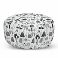 thumbnail image 1 of Mushroom Pouf Cover with Zipper, Various Types of Fungus Extraordinary Creative Design on Plain Backdrop, Soft Decorative Fabric Unstuffed Case, 30" W X 17.3" L, Charcoal Grey White, by Ambesonne, 1 of 5
