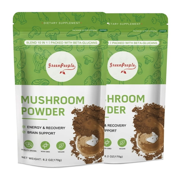 Mushroom Powder - Mushrooms Supplement Blend for Coffee & Smoothies - 10 Mushroom Complex Plus Cordycepsour Superfood Powder- 2 Pack (120 Servings)