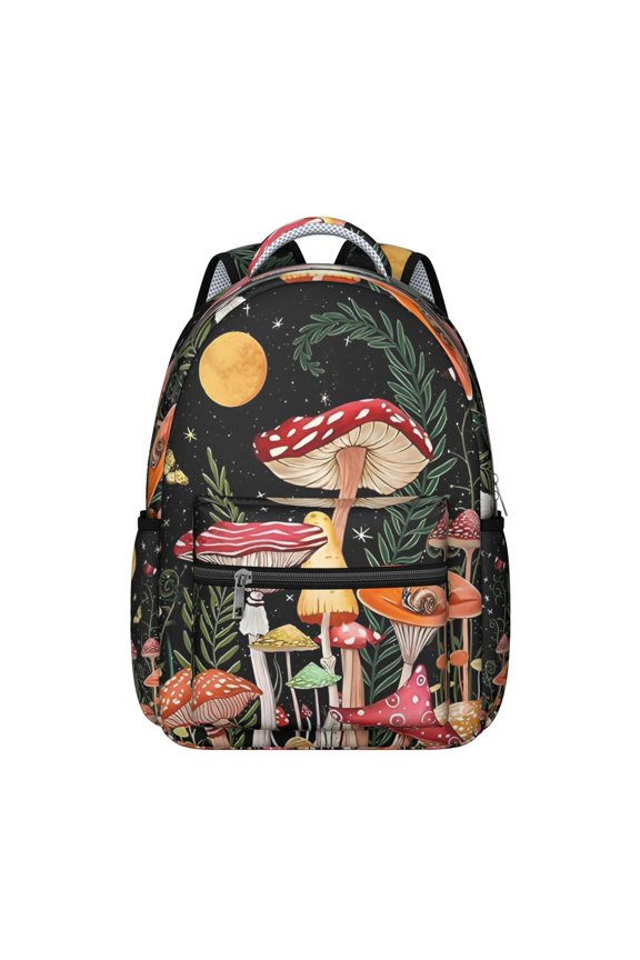 Mushroom Print School Bookbag for College Students, Large Capacity with Laptop Protection, Comfortable to Carry, Ideal Gift for Teens and Campus Commute