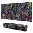 Mushroom and Psychedelic Black Pattern Extended Large Mouse Pad, Desk ...
