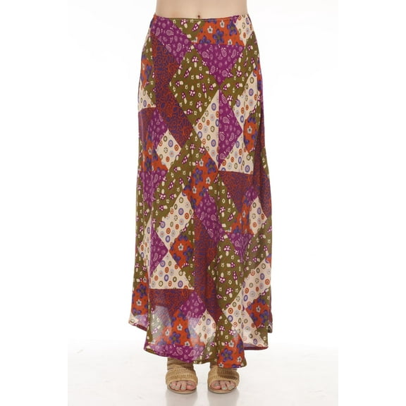 Mushroom Quilt Print Maxi Skirt