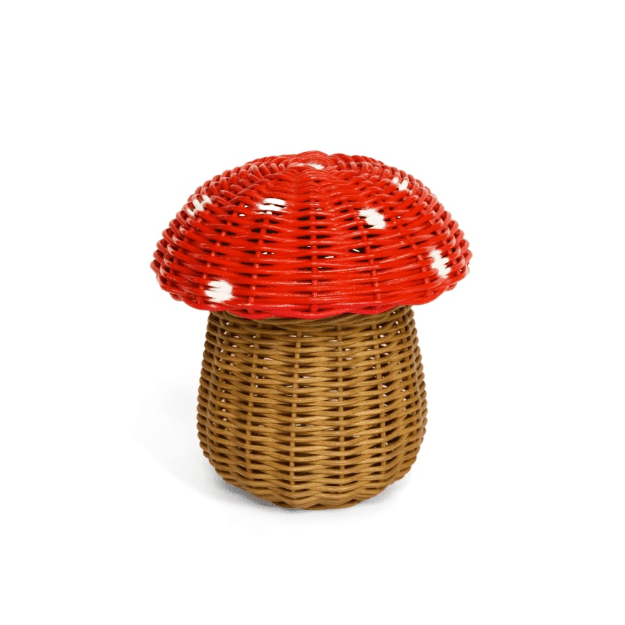 G6 Collection Mushroom Rattan Storage Basket with Lid Decorative Bin Home Decor Hand Woven Shelf Organizer Cute Handmade Handcrafted Gift Art Decoration Wicker Size: Medium - 10" tall x 10" diameter