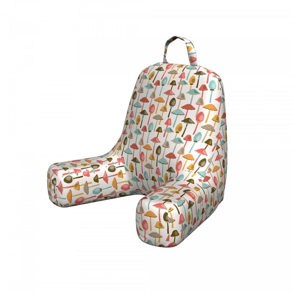 Mushroom Reading Pillow Cover, Autumn Themed Cartoonish Pattern with Colorful Abstracts Toadstools, Unstuffed Printed Bed Rest Case from Soft Fabric, Small, Multicolor, by Ambesonne