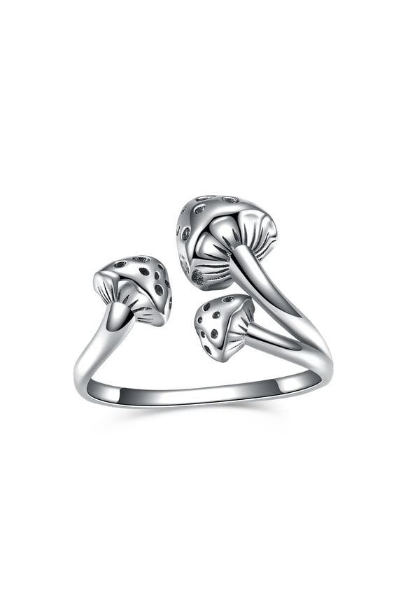 Mushroom Rings For Women 925 Sterling Silver Adjustable Open Mushroom Ring Vintage Whimsical Jewelry gifts for Mush-room Lover
