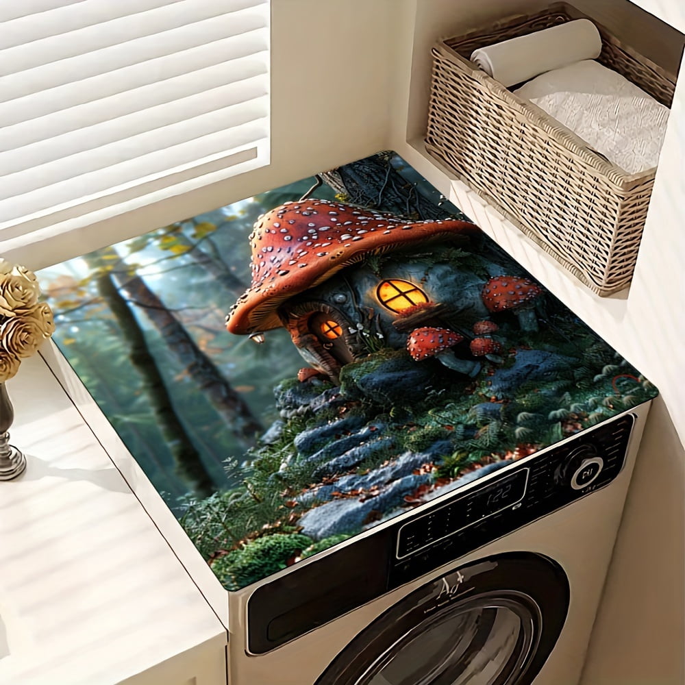 Mushroom Room Pattern, Washer And Dryer Top Protection Mat, Washing Machine Dust Cover Mat, Kitchen Accessories, Non-Slip, For Laundry Bathroom Home Decor, Room Decor