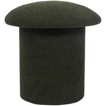 Mushroom Round Ottoman, Modern Small Footstool with Padded Seat, Upholstered Vanity Foot Rest Stool Chair for Entryway, Living Room, Bedroom, Dark Green