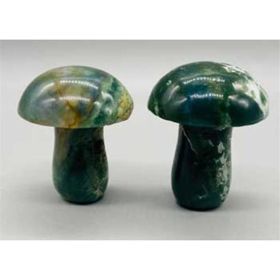 Mushroom Sculpture Set - Moss Agate - 1.75 in. - Enchanting Home Decor