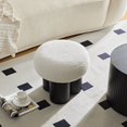 thumbnail image 1 of Mushroom Shape Ottoman, Broadcloth Pleat Mushroom Stool, Lamb Wool Footstool Seat, Barrel PVC Pipe With Walnut Finish, White, 1 of 5
