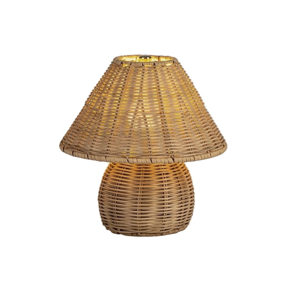 Mushroom-Shaped Bamboo Headboard Lamp - Adjustable in Three Color Temperatures, Natural Rattan Lampshade, E26 Socket, Eco-Friendly Design Suitable for Bedroom, Living Room, and Office Decor