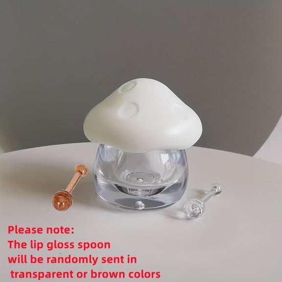 Mushroom-Shaped Lip Gloss & Cream Container - 10g Colorful Cosmetic Jar with Spoon for Makeup Storage and Vanity Organization
