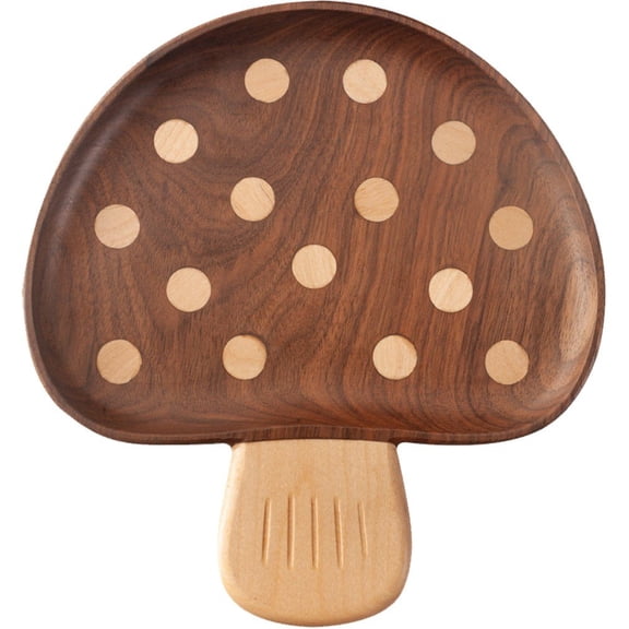 Mushroom Shaped Wooden Tray Round Simple Serving Tray Retro Wood Plates Fruit Dessert Plate Snack Fruit Plate Dish