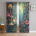 thumbnail image 1 of Mushroom Sheer Curtains 72 Inches Long 2 Panels Set, Window Sheer Curtains for Living Room/Bedroom, Dream Forest Botanical Floral Plant Light Filtering Rod Pocket Curtain 52'' x 72'' x 2, 1 of 7