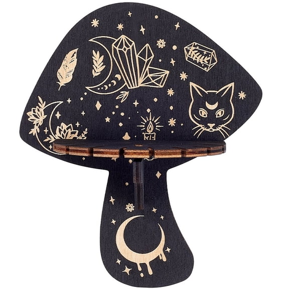 Mushroom Shelf Display Wooden Wall Shelf Cat Floating Shelves Dowsing Pendulum Holder Stand Rustic Witchy Stuff Storage Display Hanging