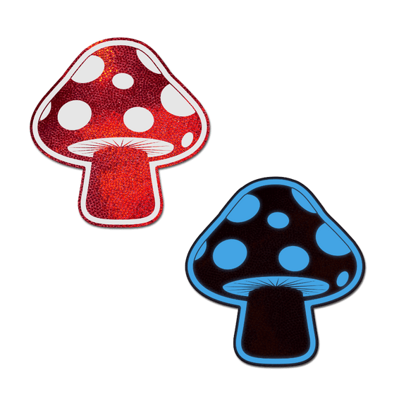 Mushroom: Shiny Red & White Glow-in-the-Dark Shroom Nipple Pasties by Pastease®