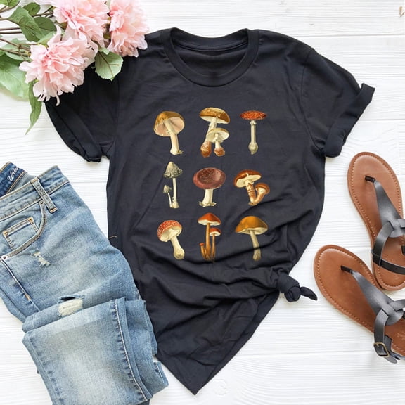 Mushroom Shirt, Vintage Illustration Mushroom Decor Art Shirt, Plant Shirt, 90sVintage Style Shirt, Nature Lover Shirt, Hippie Shirt Tshirt All Size S-5XL