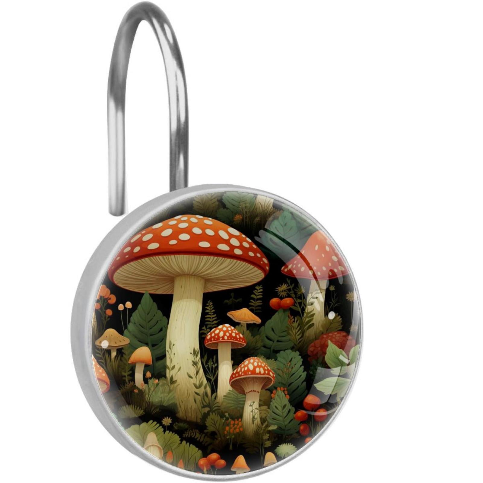 Mushroom Shower Curtain Hooks （Set of 12） for Home Hotel Shower Rods ...