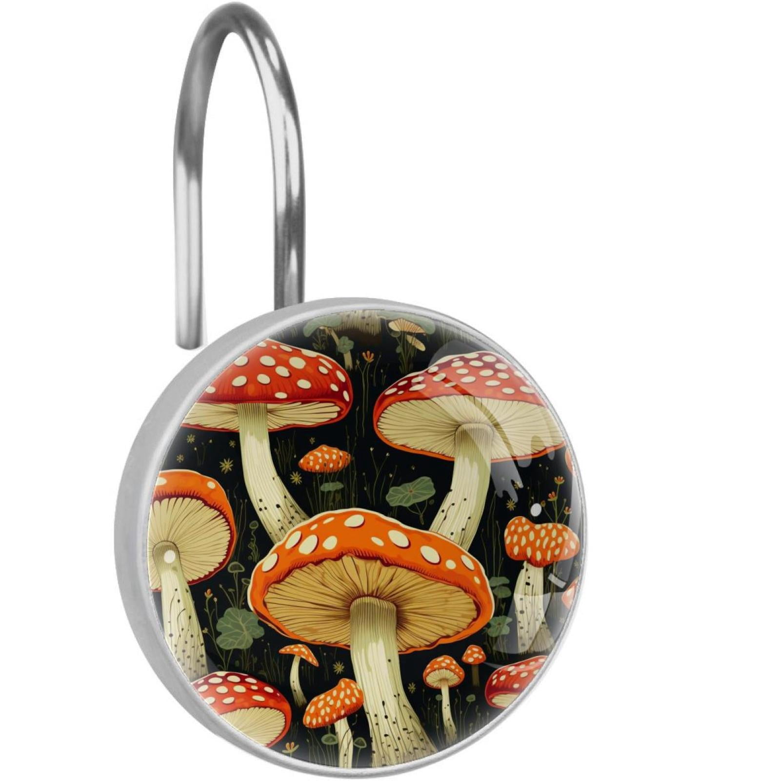 Mushroom Shower Curtain Hooks （Set of 12） for Home Hotel Shower Rods ...