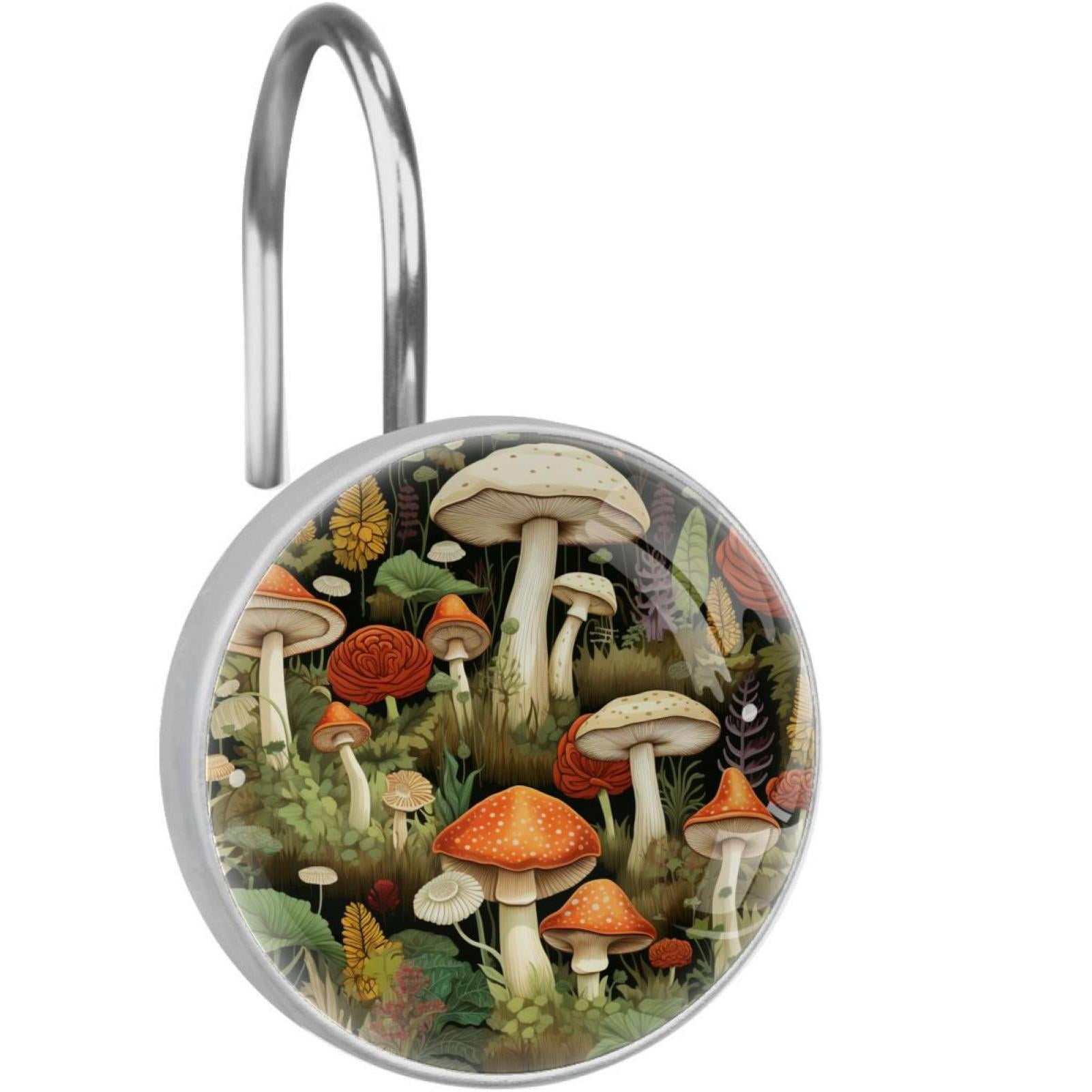 Mushroom Shower Curtain Hooks （Set of 12） for Home Hotel Shower Rods ...