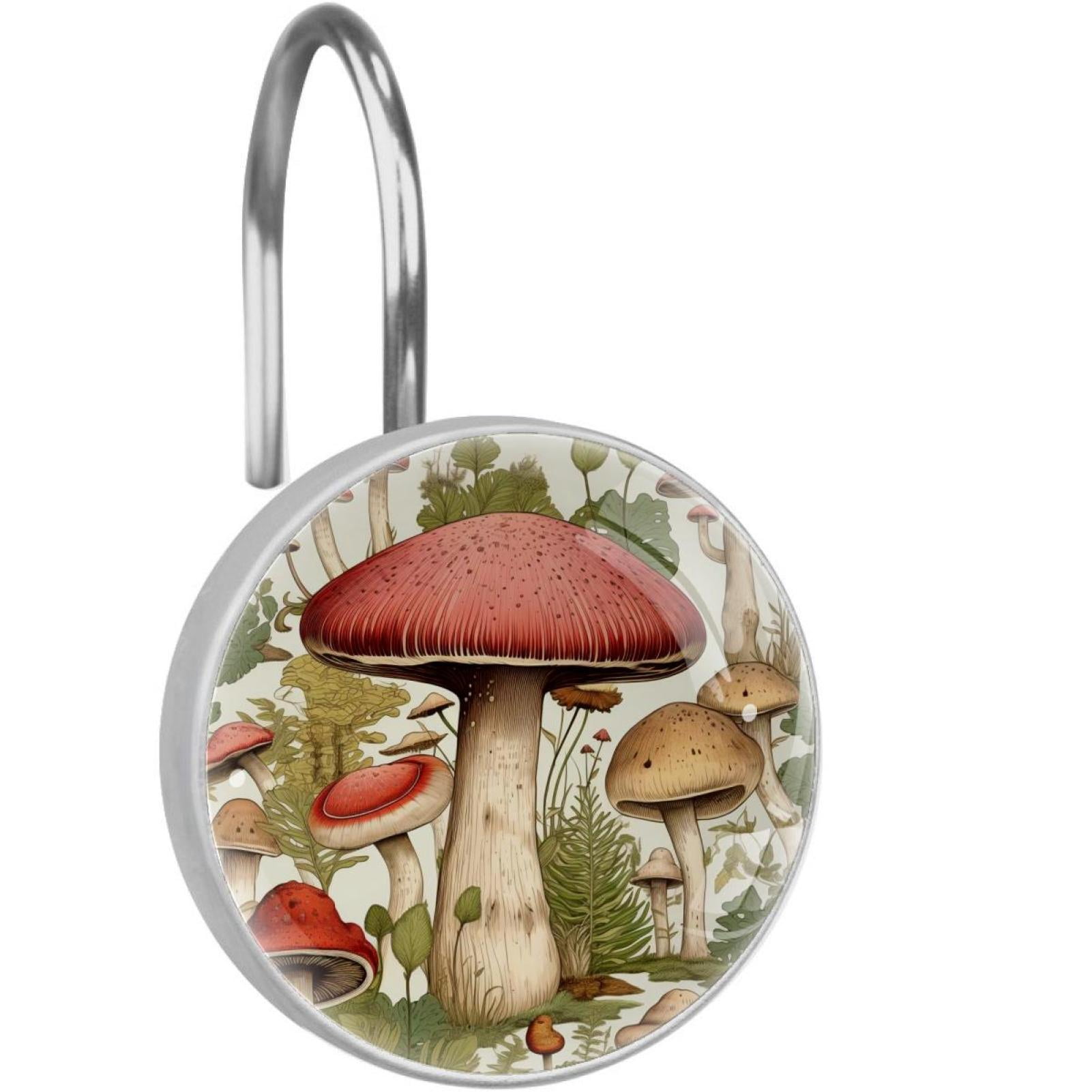 Mushroom Shower Curtain Hooks （Set of 12） for Home Hotel Shower Rods