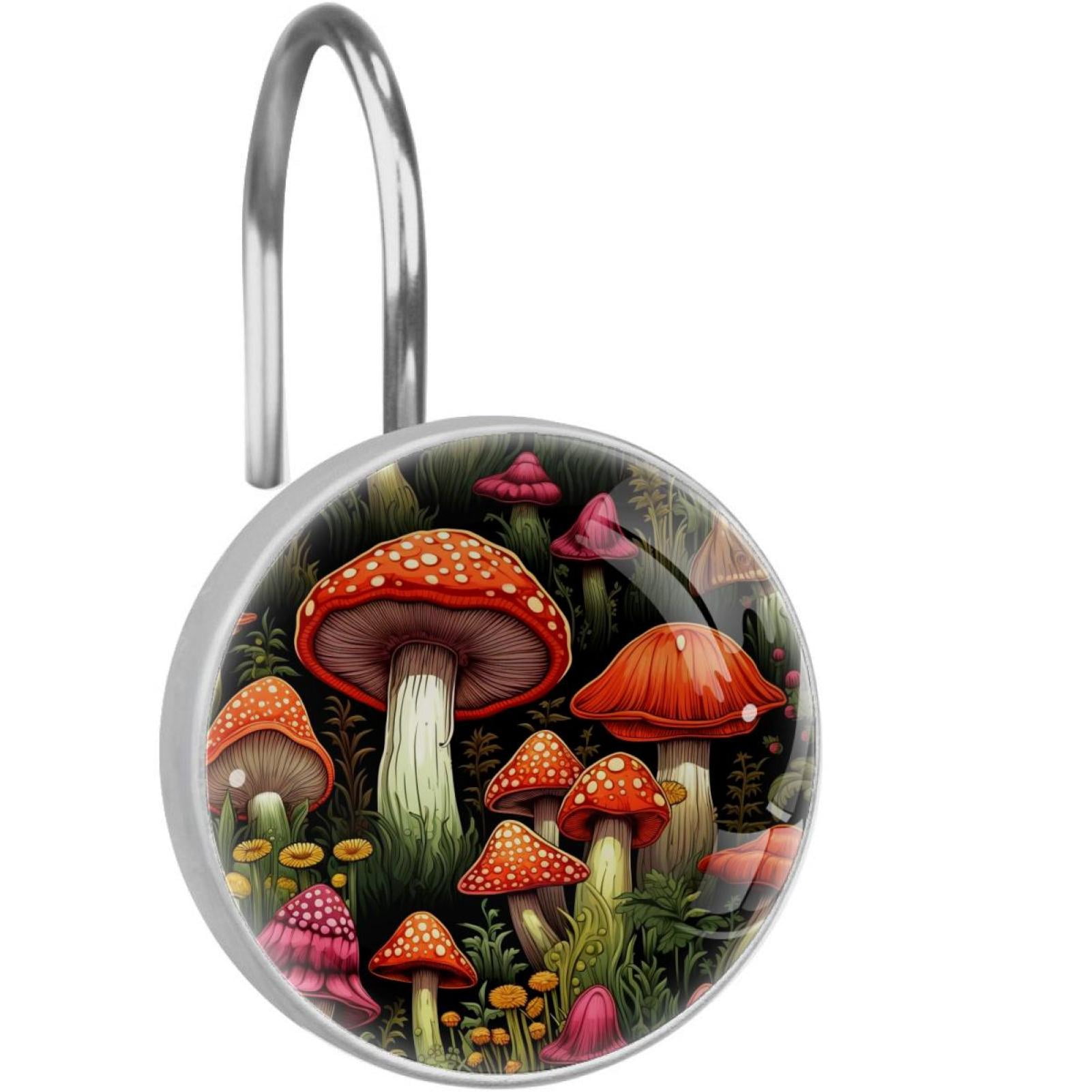 Mushroom Shower Curtain Hooks （Set of 12） for Home Hotel Shower Rods ...