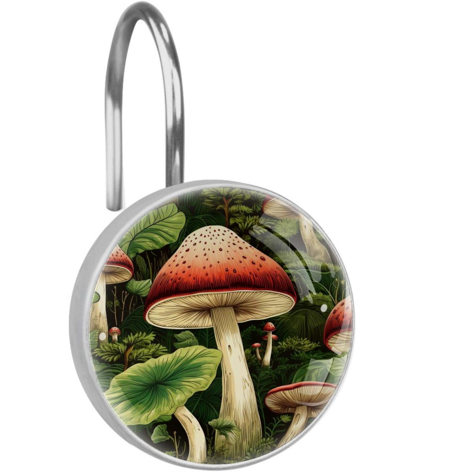 Mushroom Shower Curtain Hooks （Set of 12） for Home Hotel Shower Rods
