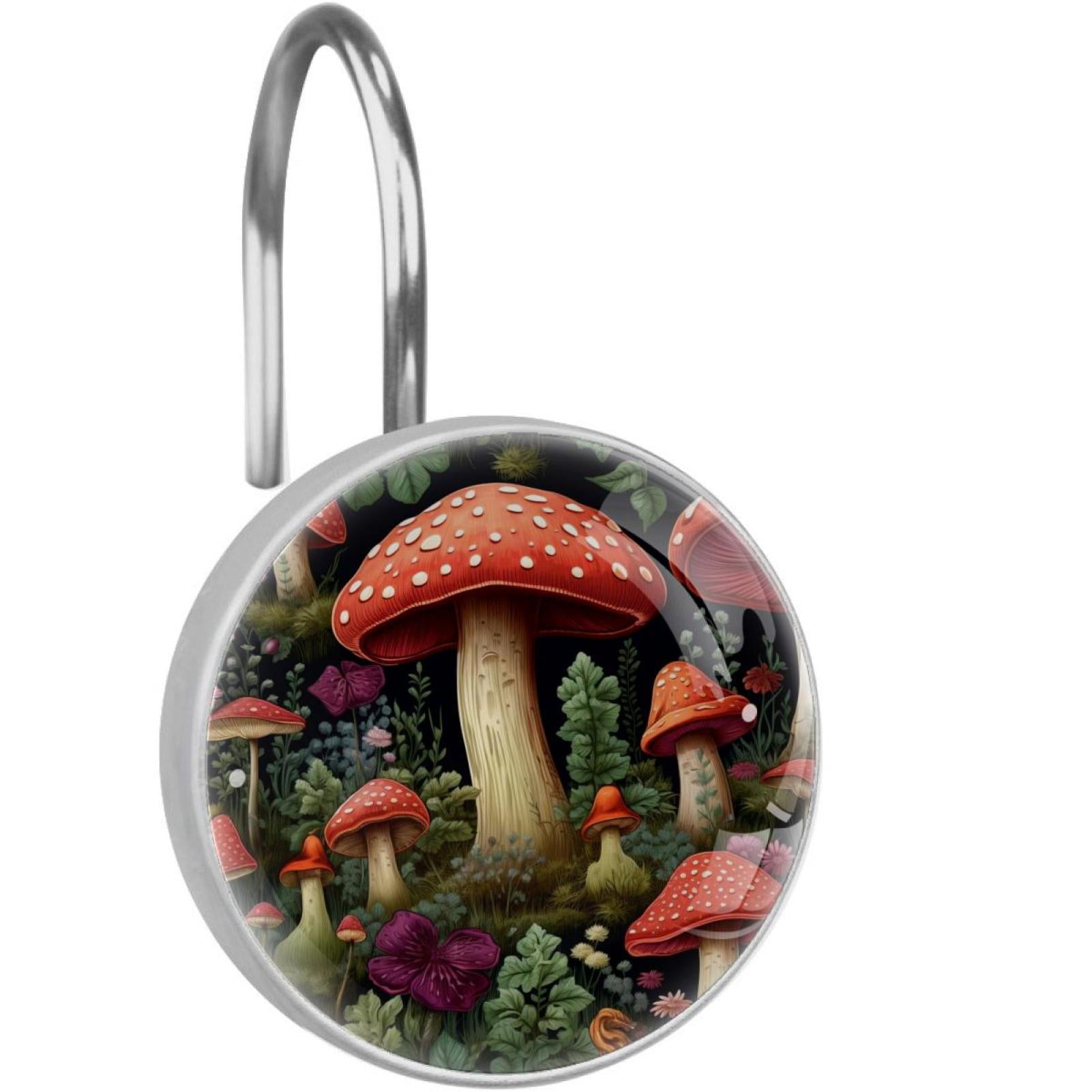 Mushroom Shower Curtain Hooks （Set of 12） for Home Hotel Shower Rods