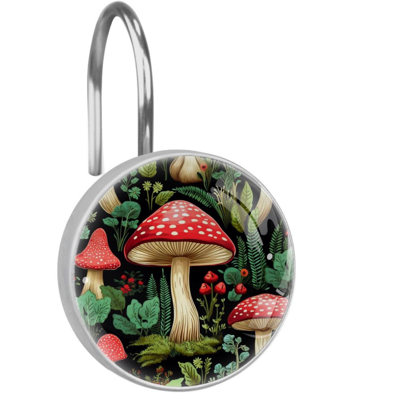 Mushroom Shower Curtain Hooks （Set of 12） for Home Hotel Shower Rods