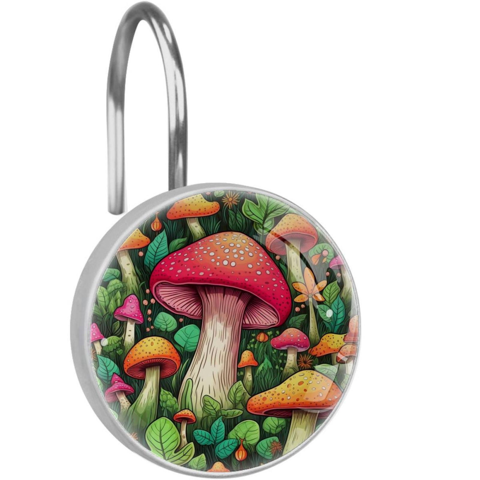 Mushroom Shower Curtain Hooks （Set of 12） for Home Hotel Shower Rods
