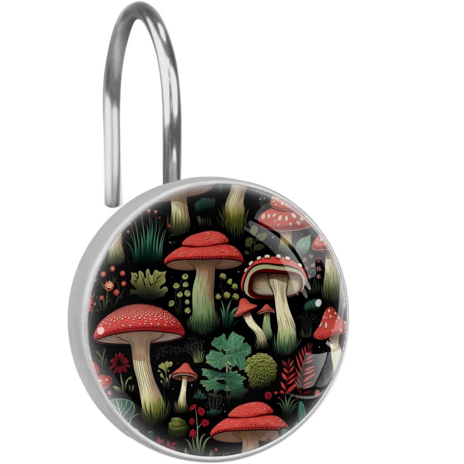 Mushroom Shower Curtain Hooks （Set of 12） for Home Hotel Shower Rods