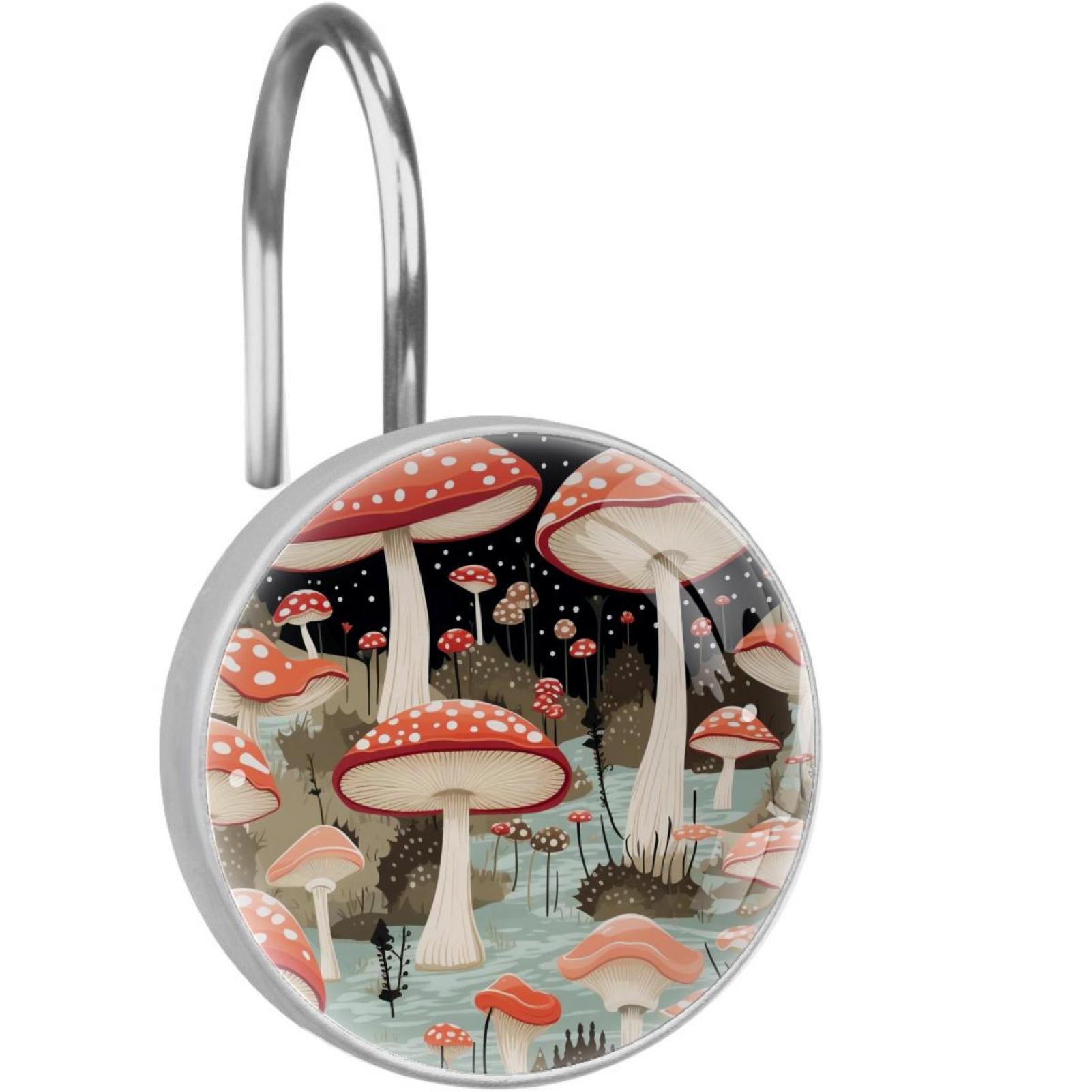 Mushroom Shower Curtain Hooks （Set of 12） for Home Hotel Shower Rods