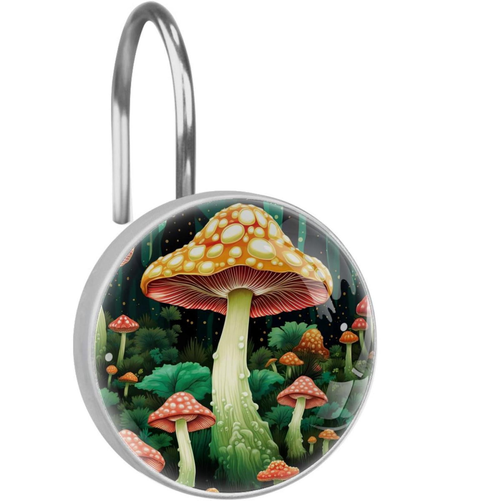 Mushroom Shower Curtain Hooks （Set of 12） for Home Hotel Shower Rods ...