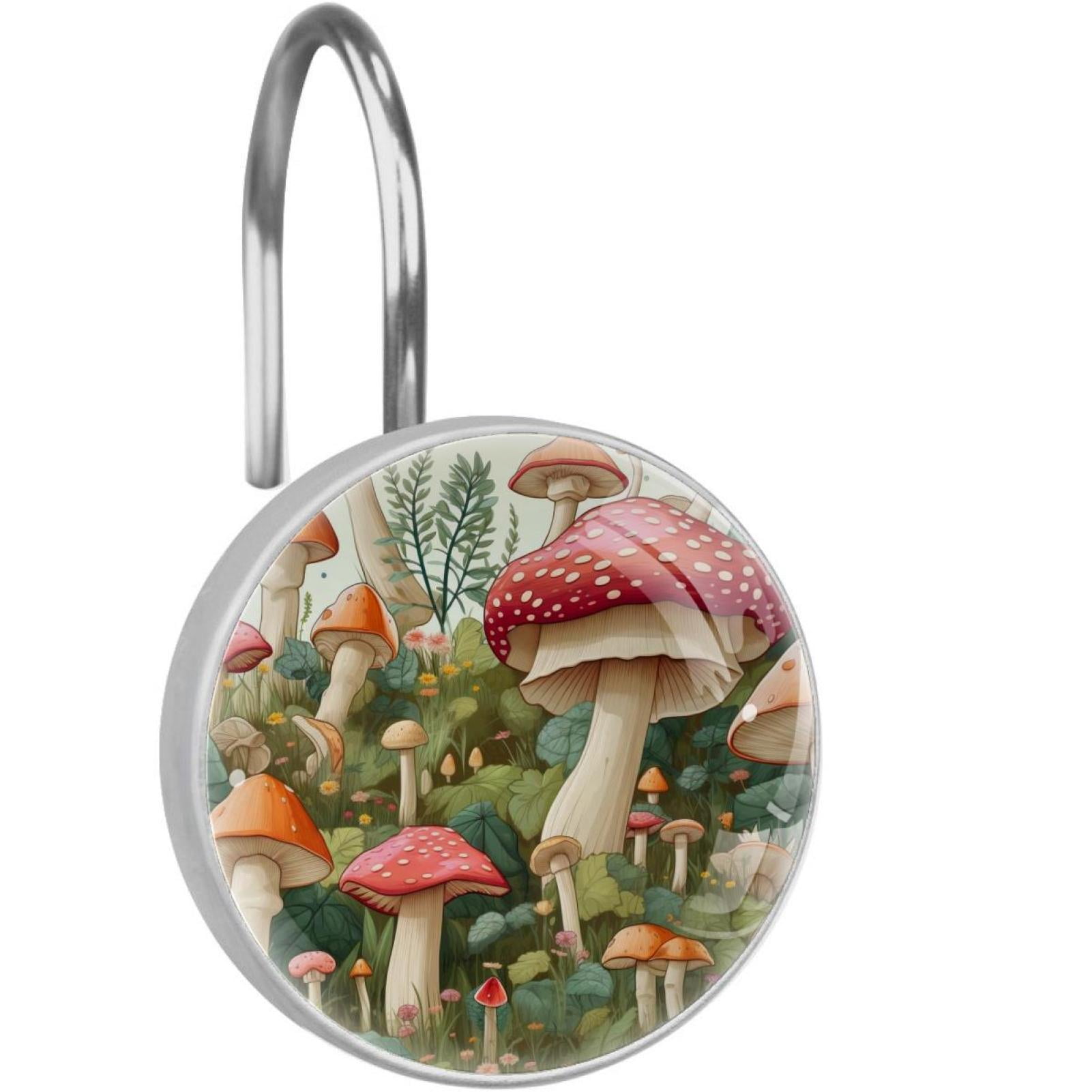 Mushroom Shower Curtain Hooks （Set of 12） for Home Hotel Shower Rods