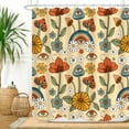 Mushroom Shower Curtain Retro Yellow Orange Flower Floral Funny Cute