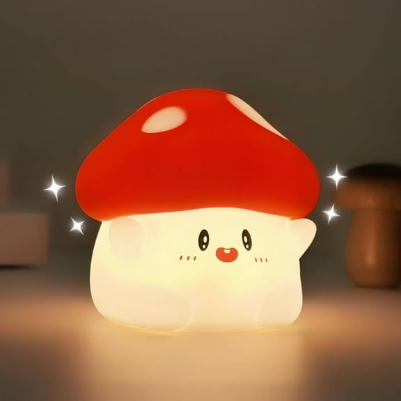 Mushroom Silicone Lamp, Cute Mushroom Night Light with Timer, Squishy Dimmable Light for Baby Nursery, Rechargeable LED Portable Touch Nightlight, Kawaii Room Desk Decor, Christmas Gifts
