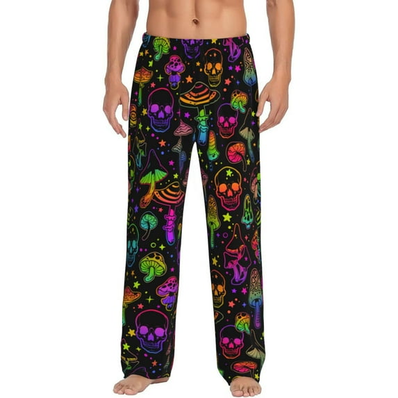 Mushroom Skull Men'S Pajama Pants Soft Sleep Lounge Pants Pjs Bottoms With Pockets Xx-Large