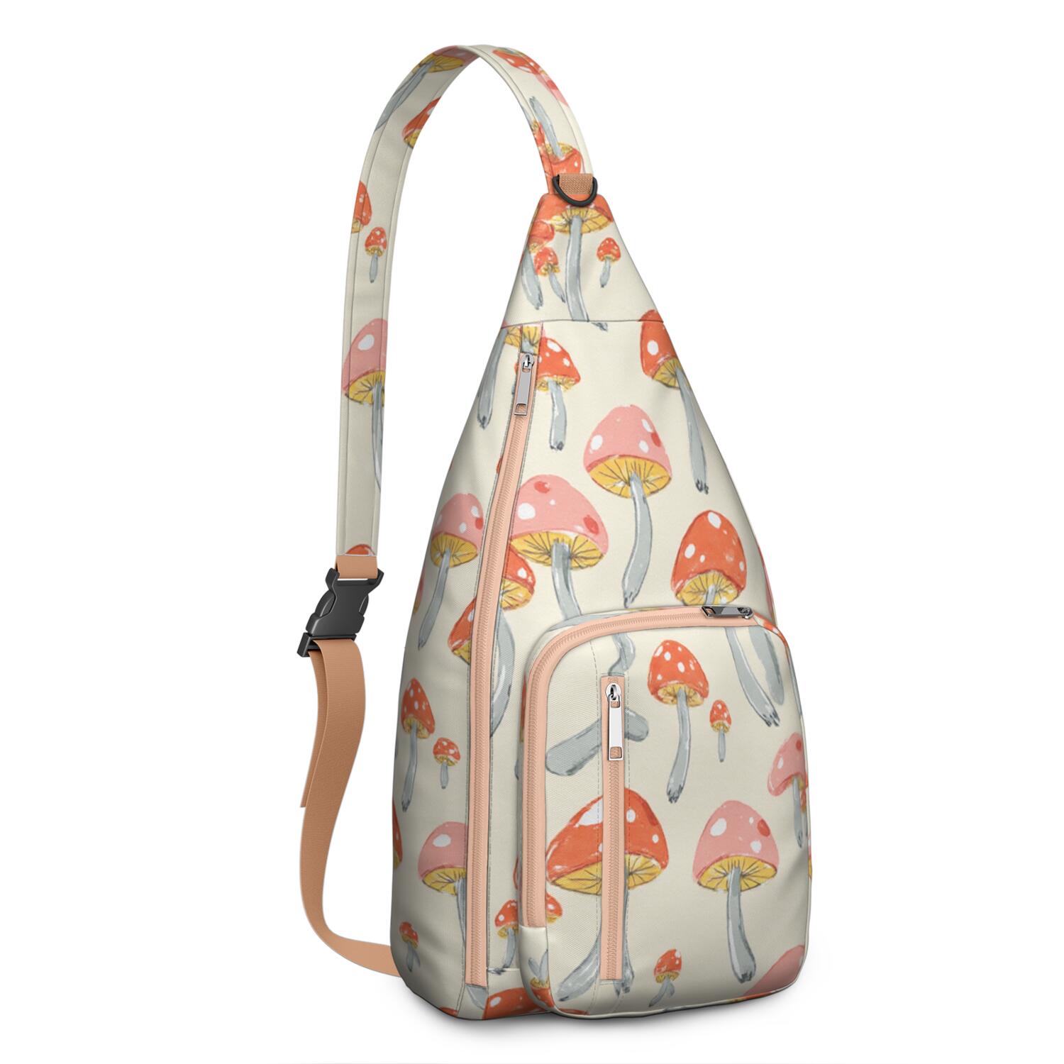 Mushroom Sling Backpack Crossbody Travel Hiking Chest Backpack Shoulder Daypack for Women Men Unisex