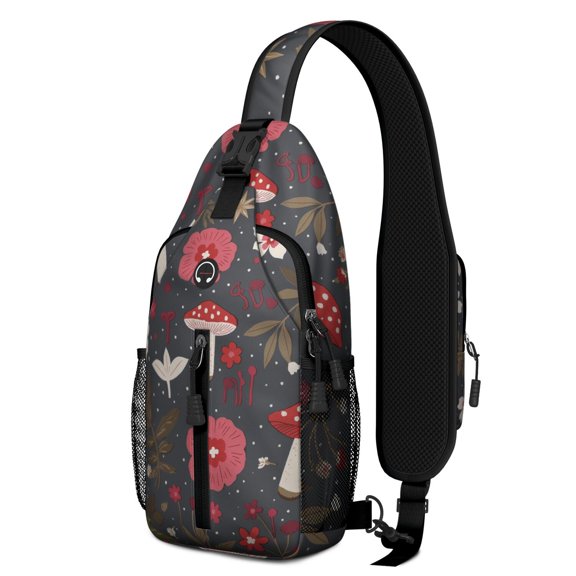 Mushroom Sling Backpack for Women Men Hiking Sling Backpack Backpack Purse for Outdoor Activities Gym AntiTheft Sling Shoulder Bag Trendy Sling Backpack