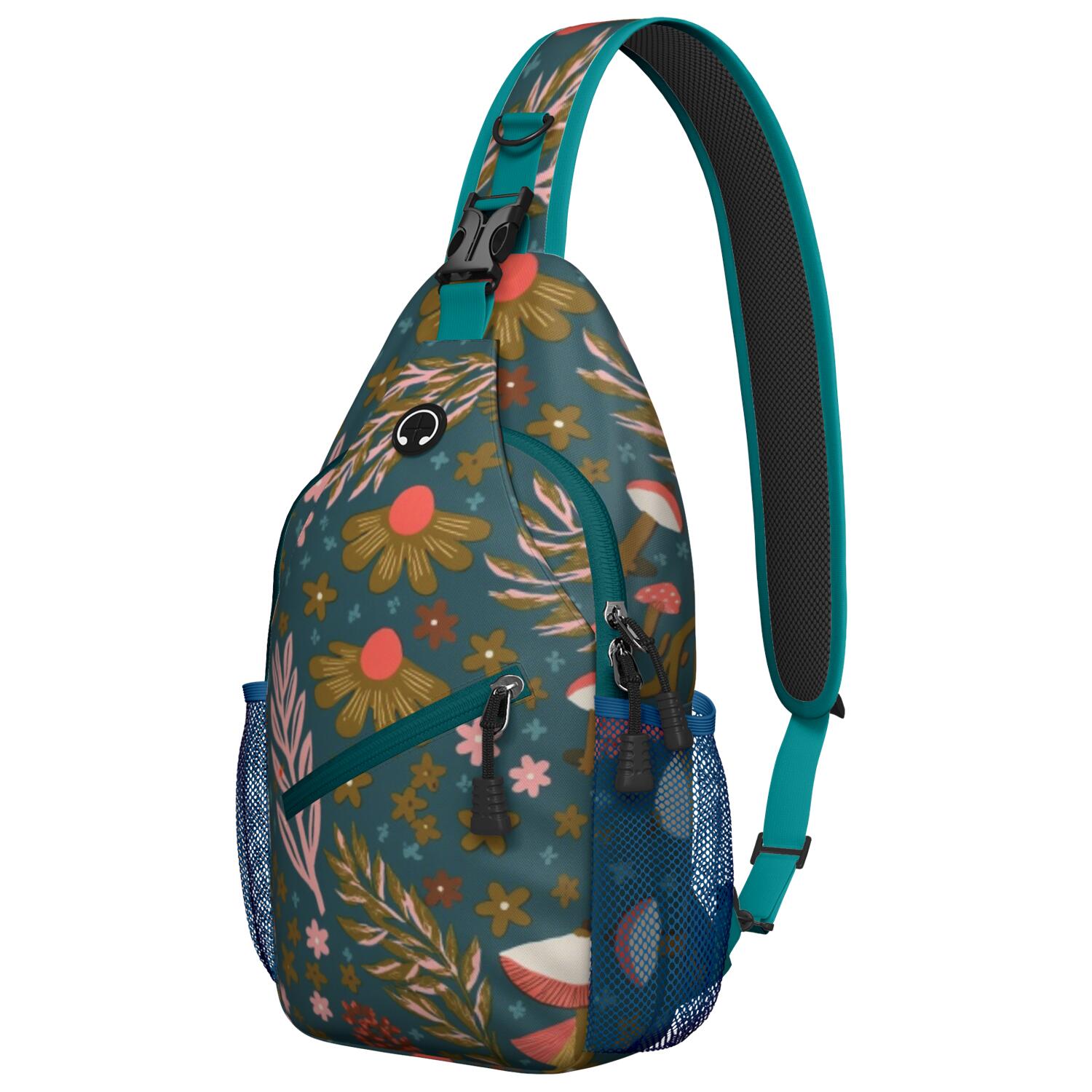 Mushroom Sling Backpack for Women Men Fashion Backpack Crossbody Shoulder Bag Lightweight Hiking Sling Pack