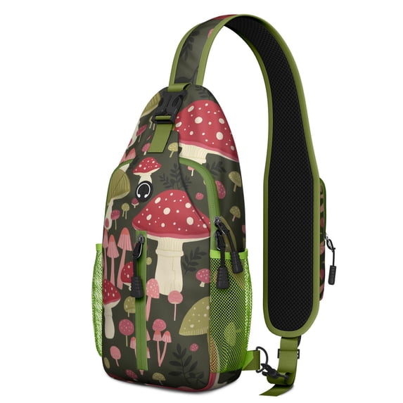 Mushroom Sling Bag for Women Men Hiking Sling Backpack Hiking Bag for Vacation Party Daily Use Small Travel Backpack Gym Sports Travel Hiking Daypack