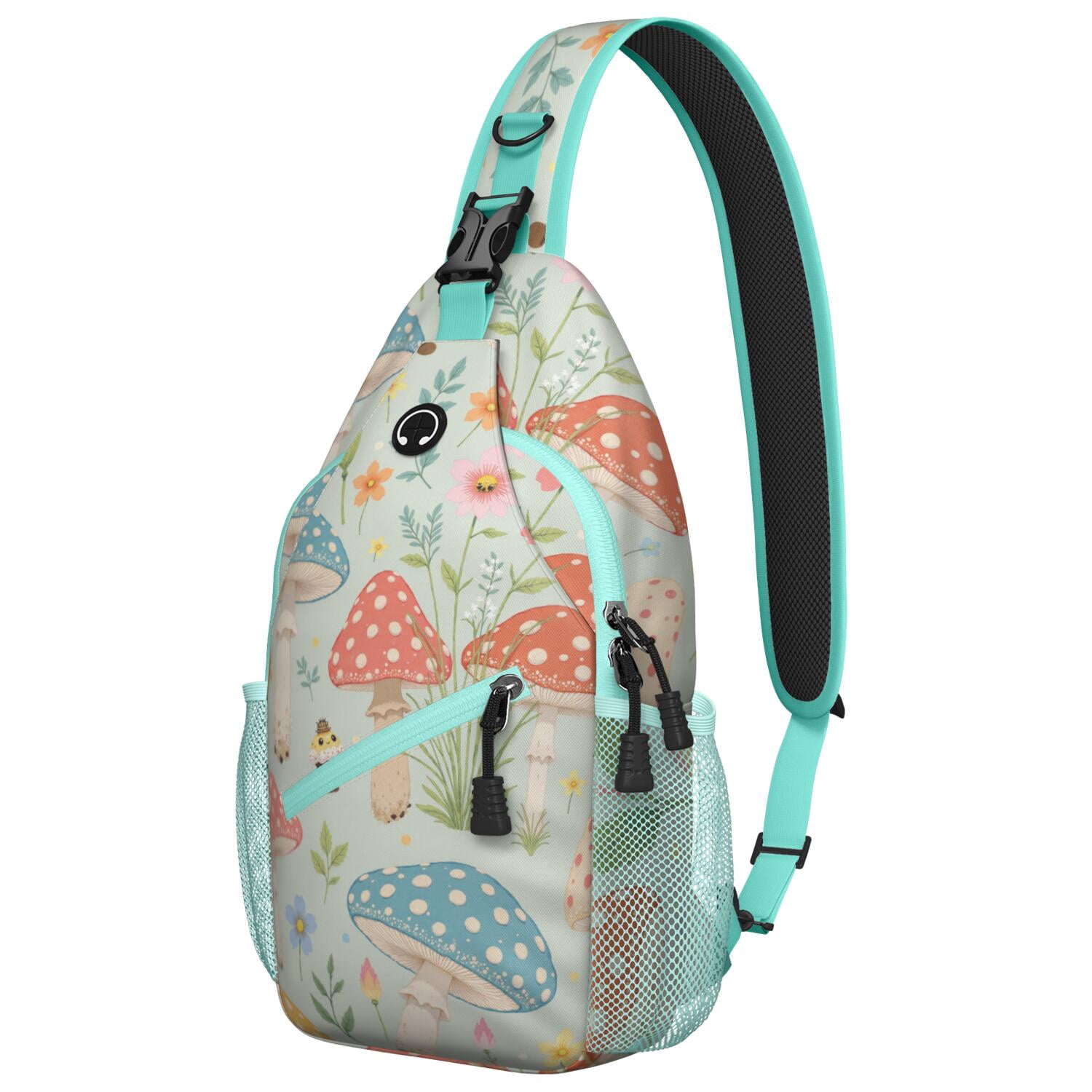 Mushroom Sling Bag for Women Men Travel Sling Bag Hiking Bag for Vacation Party Daily Use AntiTheft Sling Shoulder Bag Trendy Sling Backpack