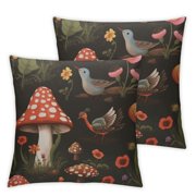 Mushroom with Snails Throw Pillow Covers Pillow Cover with Zipper Throw Pillow Cases Double Sided Plush Pillow Covers Decorative Throw Pillows Covers for Couch Living Room Bedroom