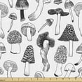 thumbnail image 1 of Ambesonne Mushroom Fabric by the Yard Upholstery, Sketchy Drawn Woodland, 10 Yards, Charcoal Grey and White, 1 of 4