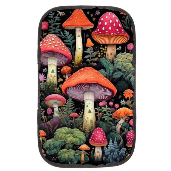 Mushroom Soft Comfortable Furry Printed Car Armrest Cover Accessory - 12.5x8.2 Inch